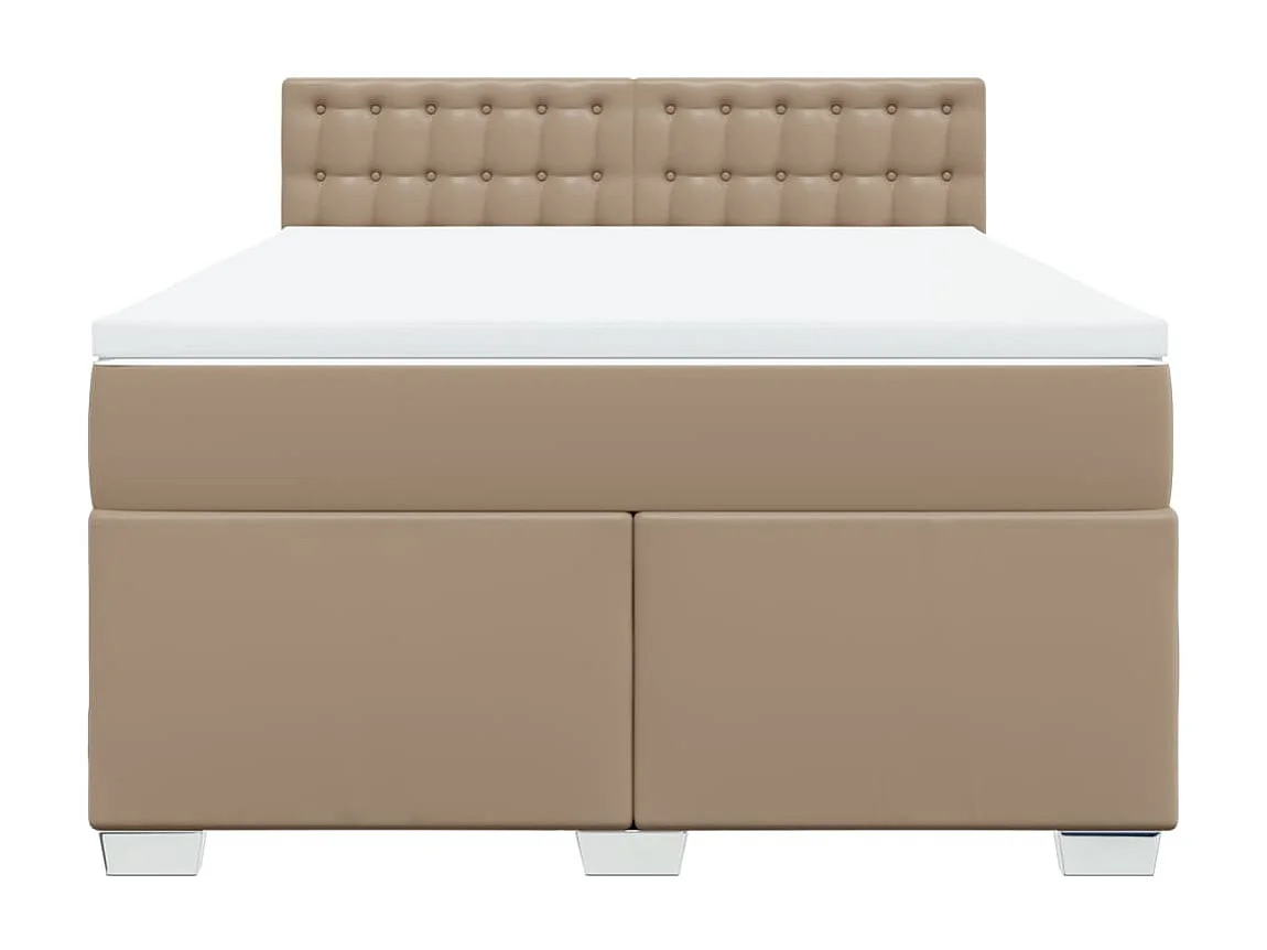 Cama box spring con colchón cuero sintético capuchino 160x200cm