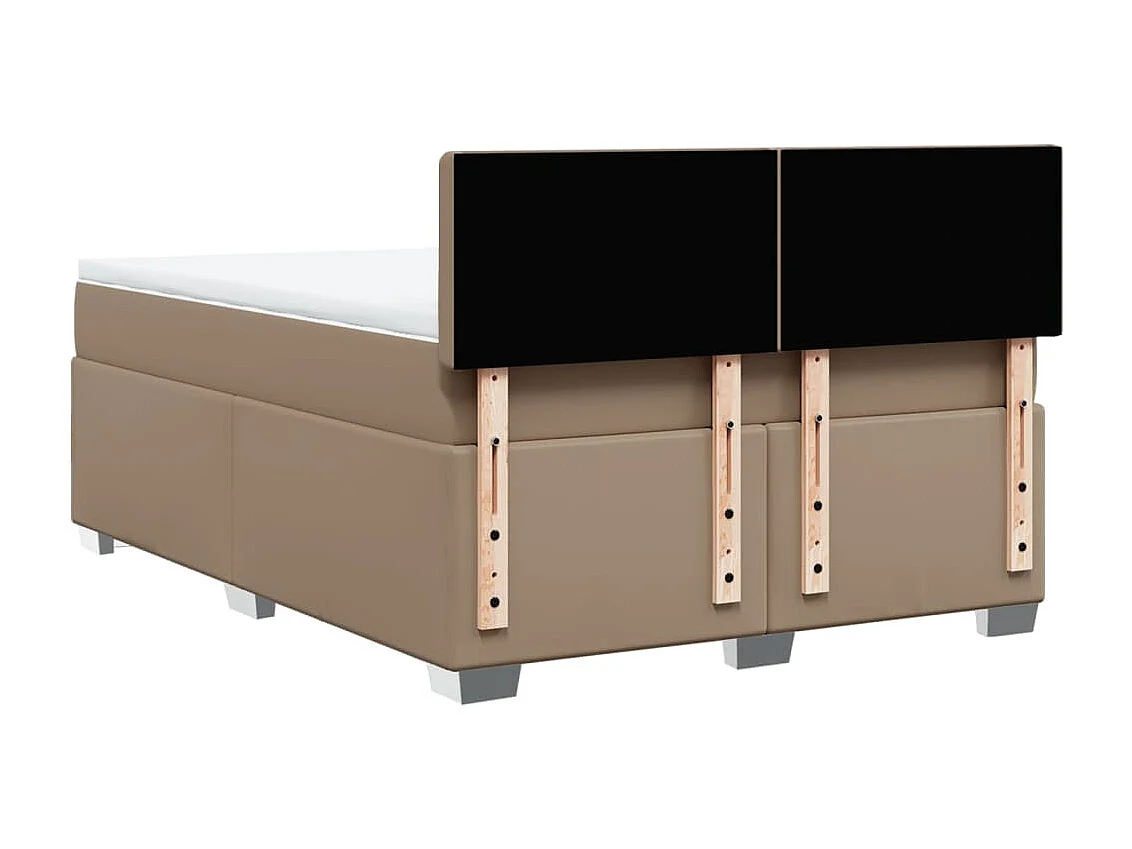 Cama box spring con colchón cuero sintético capuchino 160x200cm