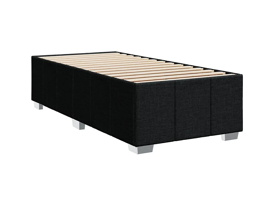 Cama box spring con colchón tela negro 100x200 cm