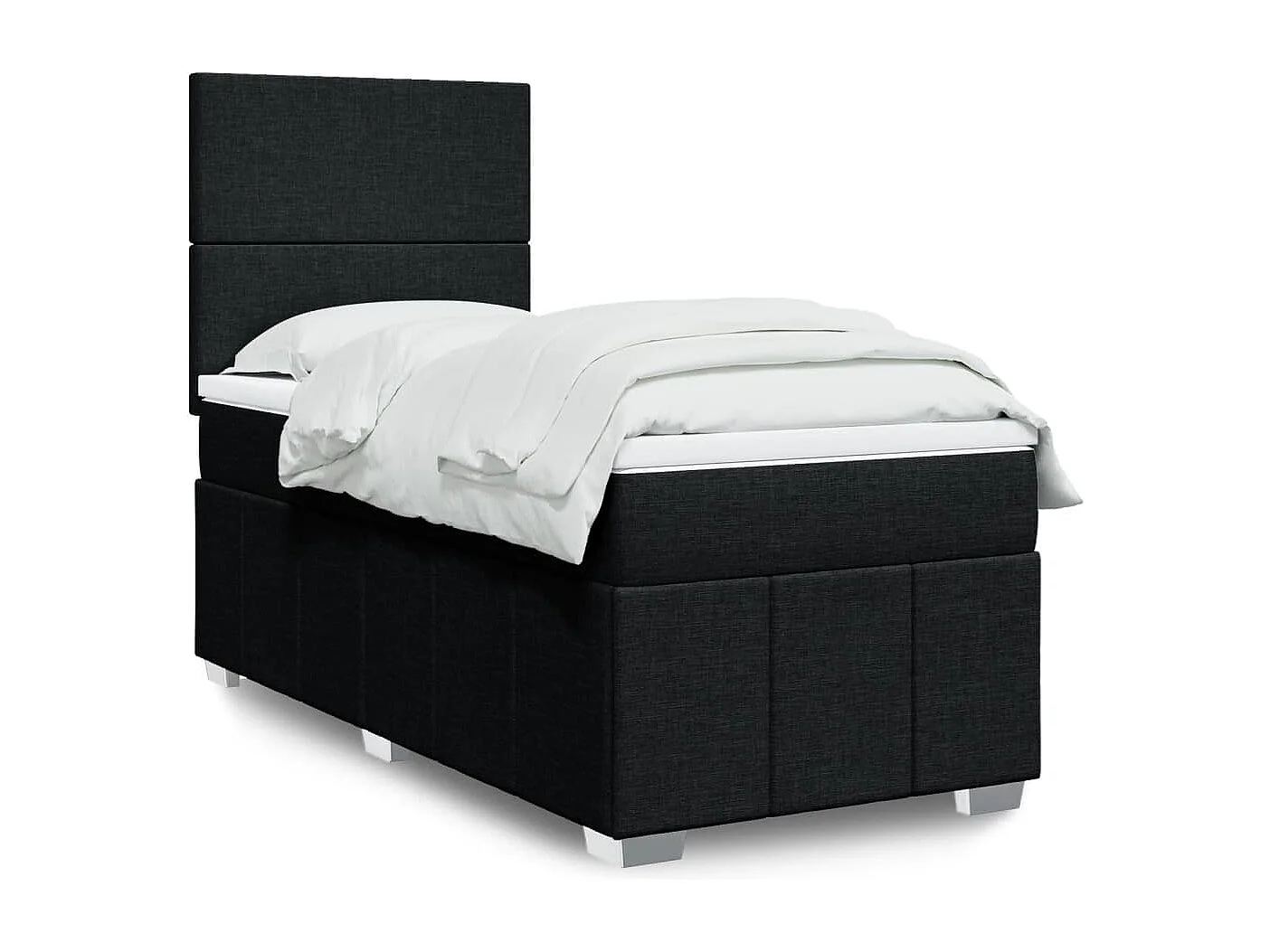 Cama box spring con colchón tela negro 100x200 cm