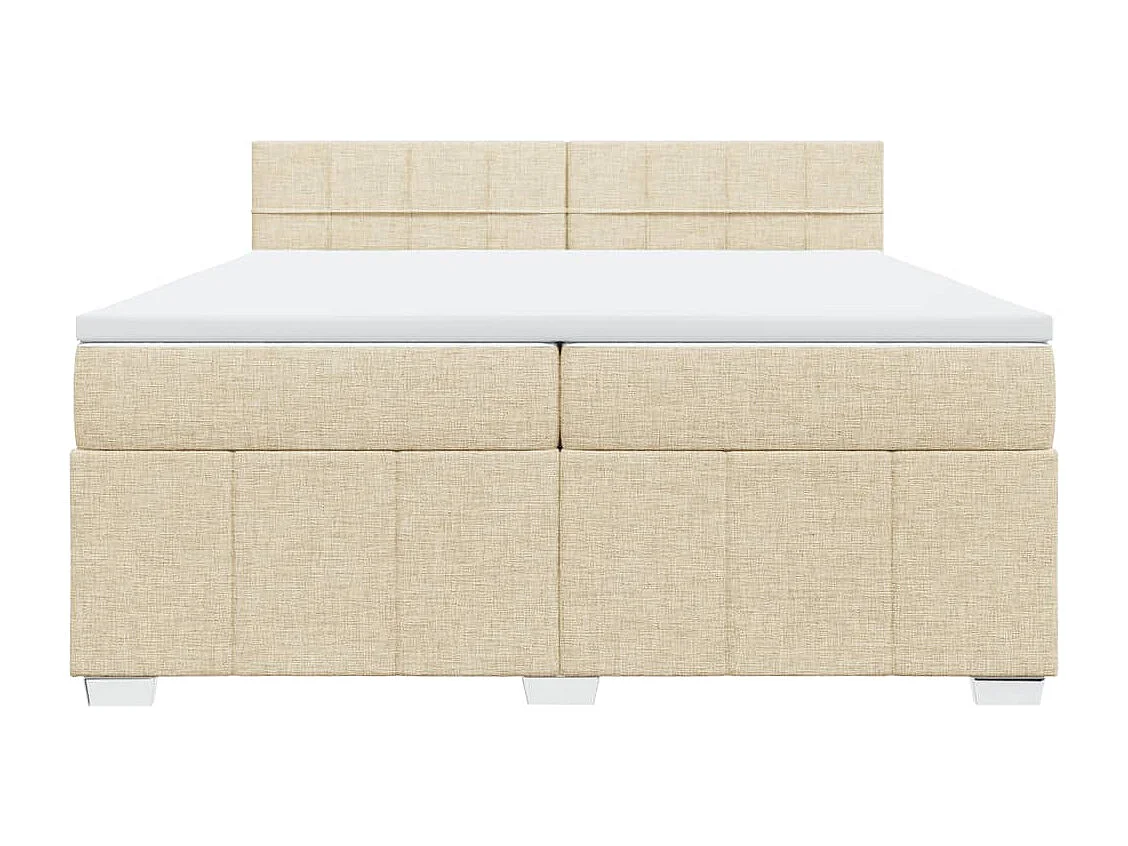 Sommier à lattes de lit avec matelas Crème 200x200 cm Tissu