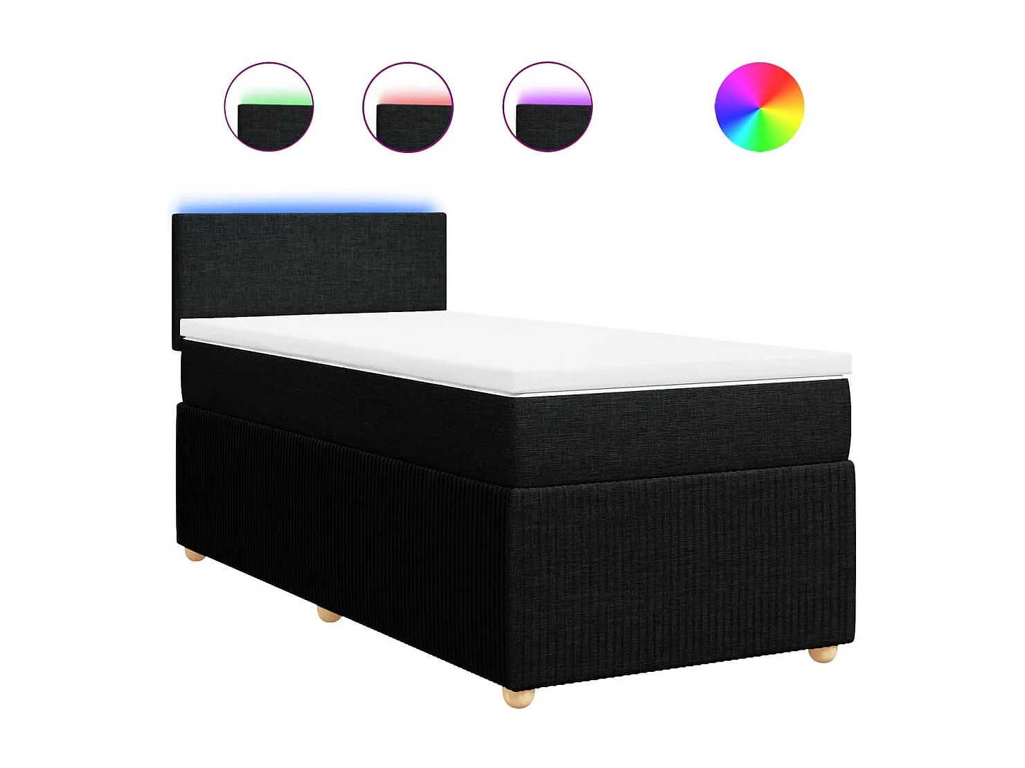 Sommier à lattes de lit avec matelas Noir 90x200 cm Tissu