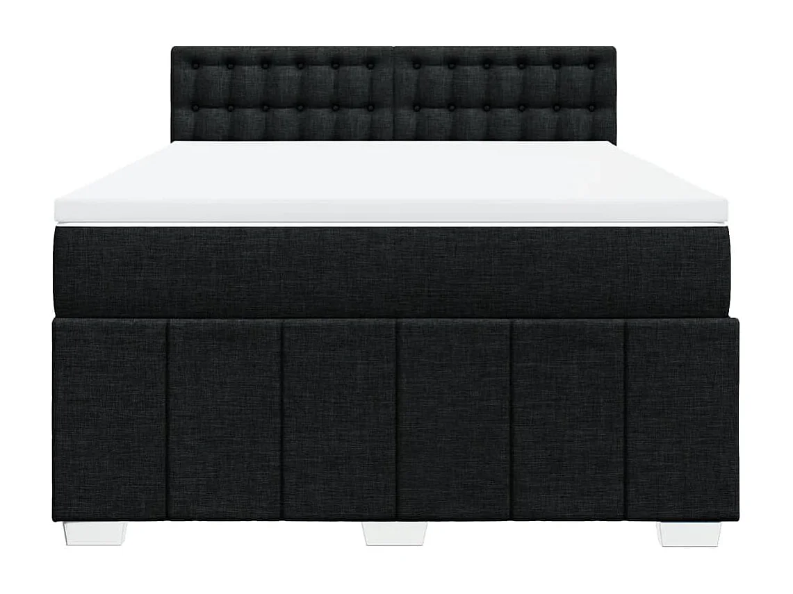 Sommier à lattes de lit avec matelas Noir 140x200 cm Tissu