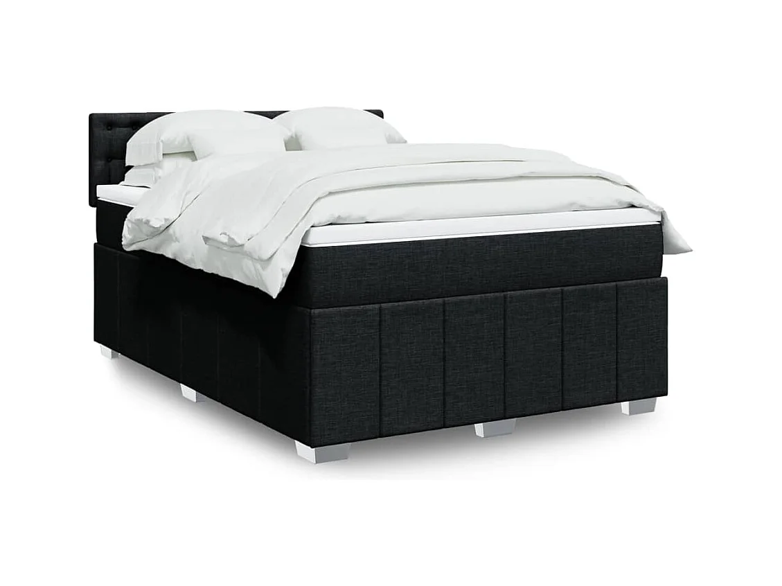 Sommier à lattes de lit avec matelas Noir 140x200 cm Tissu