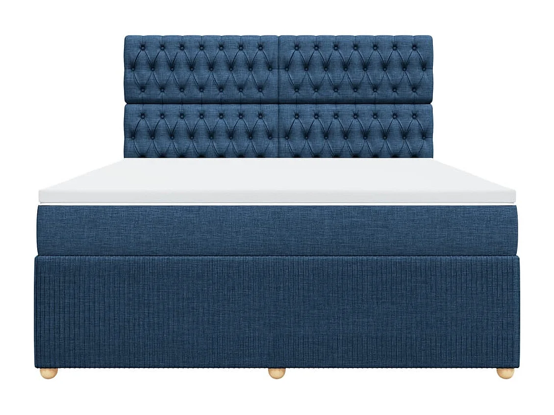 Cama box spring con colchón tela azul 180x200 cm
