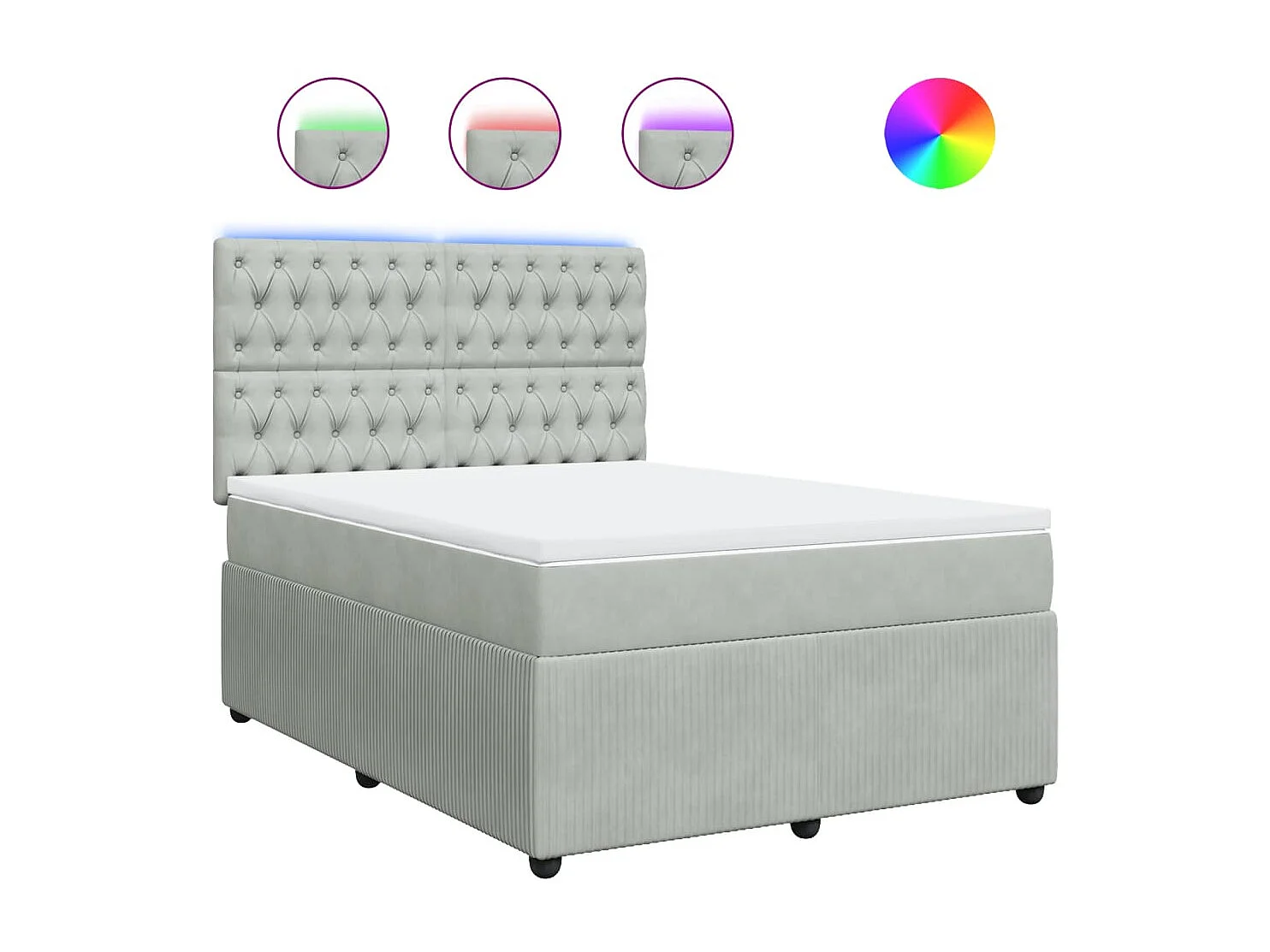 Boxspring met matras fluweel lichtgrijs 140x190 cm