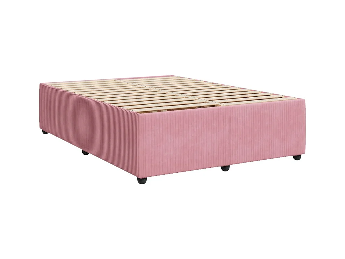 Cama box spring con colchón terciopelo rosa 160x200 cm