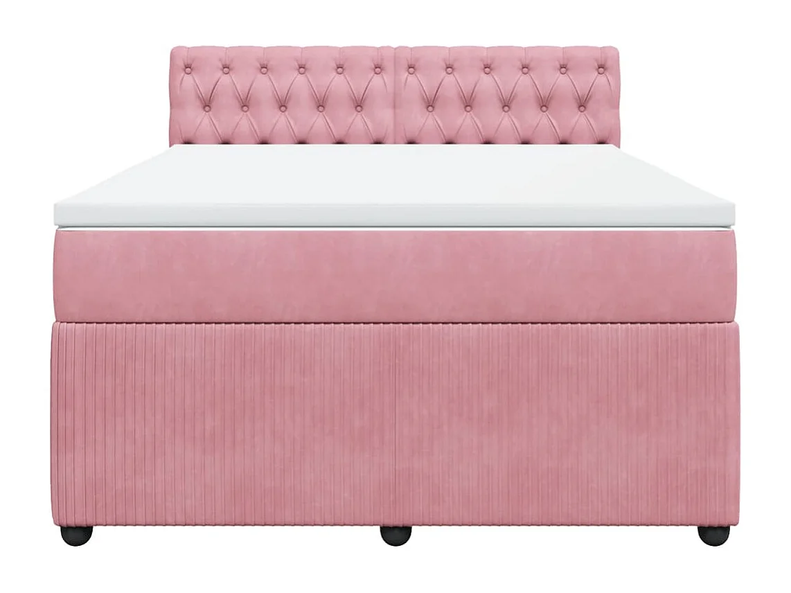 Cama com molas/colchão 160x200 cm veludo rosa