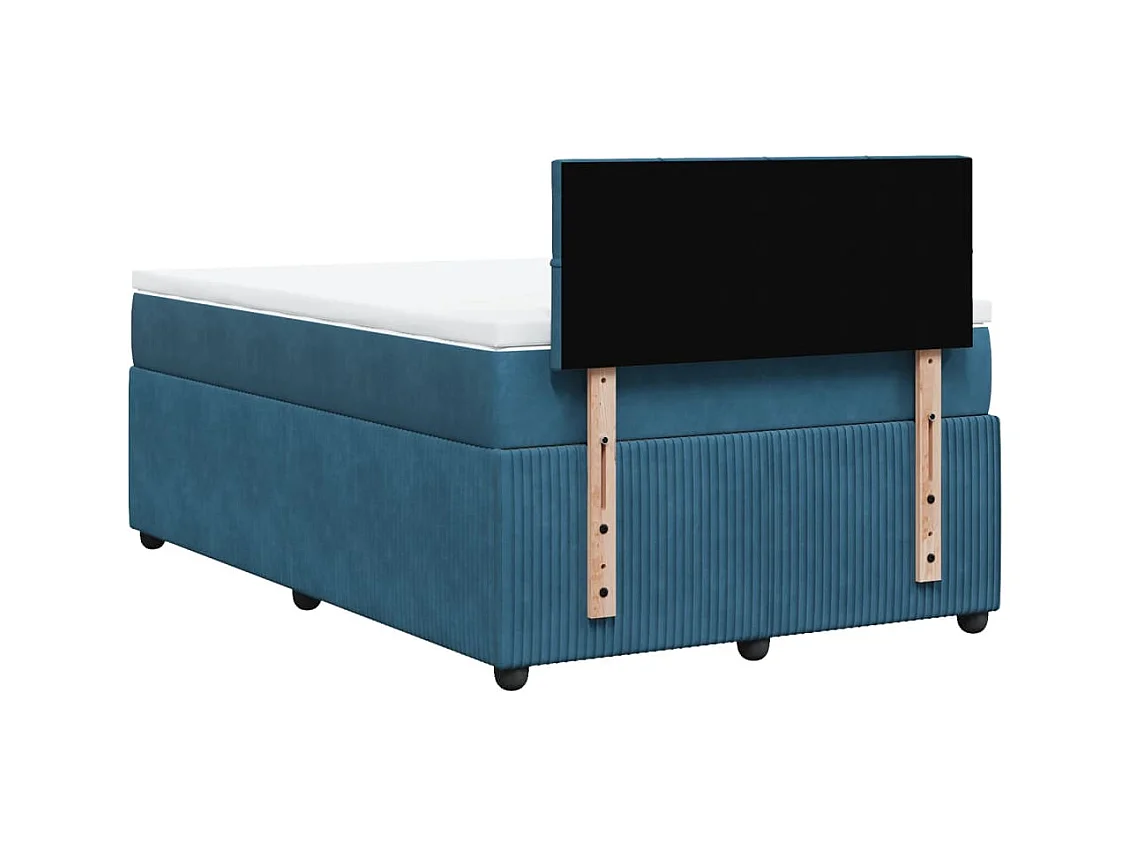 Cama boxspring com colchão 120x200 cm veludo azul