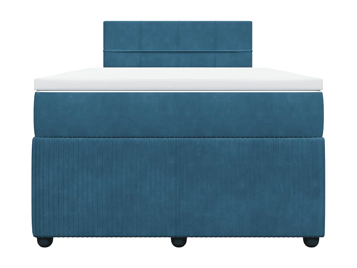 Sommier à lattes de lit et matelas bleu 120x200 cm velours