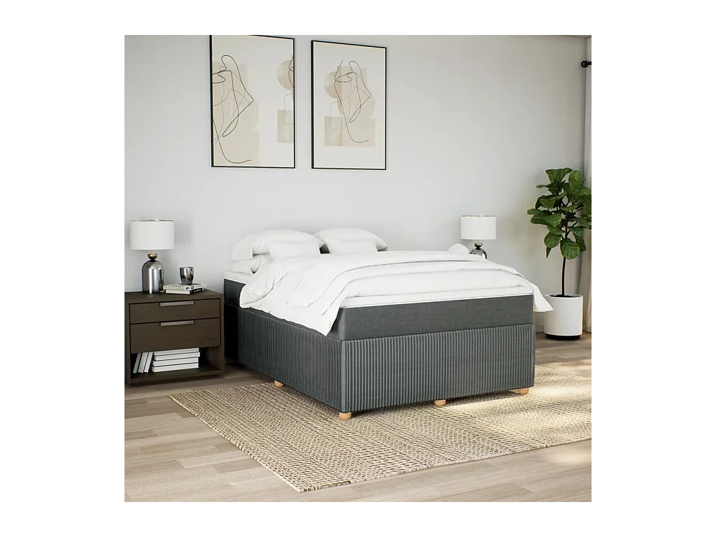 Sommier à lattes de lit avec matelas Gris foncé 140x190cm Tissu