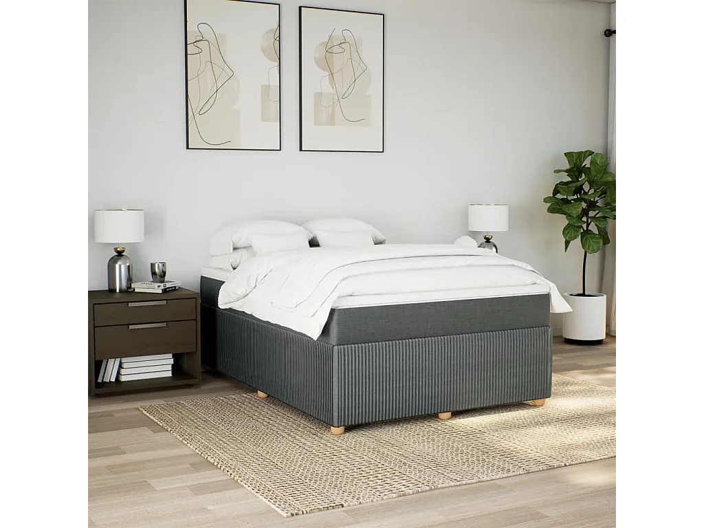 Sommier à lattes de lit avec matelas Gris foncé 140x190cm Tissu