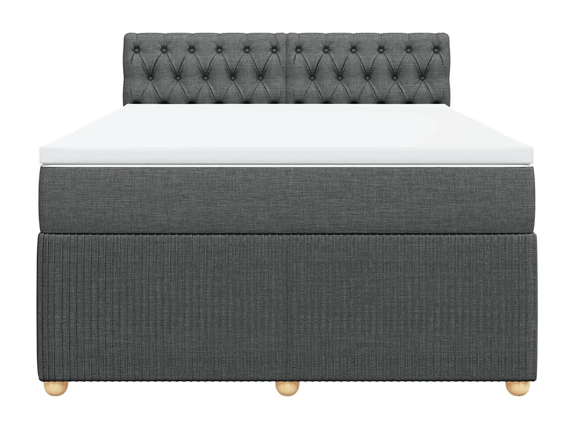 Sommier à lattes de lit avec matelas Gris foncé 160x200cm Tissu