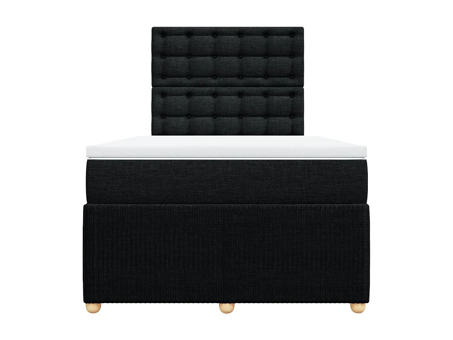 Cama box spring con colchón tela negro 120x200 cm