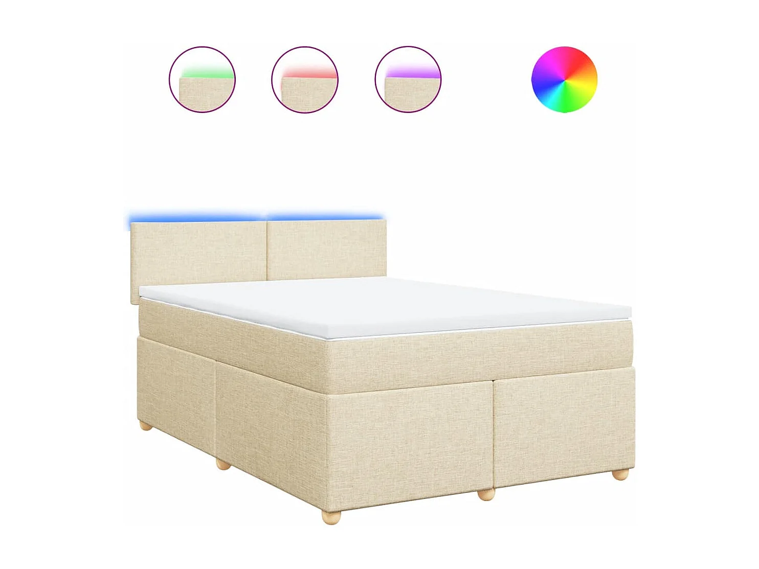 Sommier à lattes de lit avec matelas Crème 140x200 cm Tissu