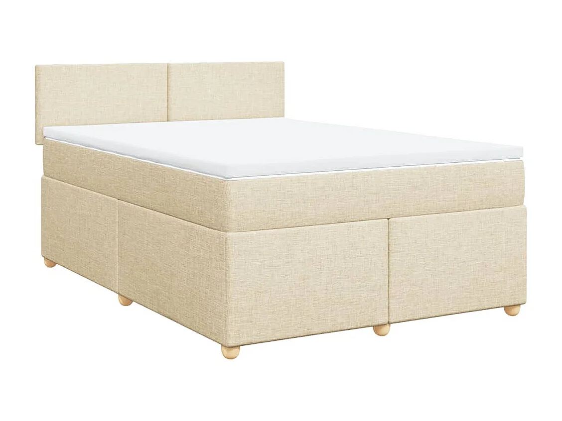 Sommier à lattes de lit avec matelas Crème 140x200 cm Tissu