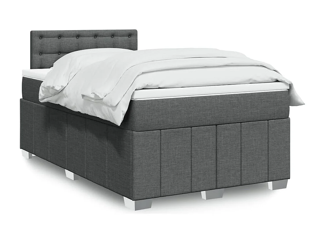 Sommier à lattes de lit avec matelas Gris foncé 120x200cm Tissu