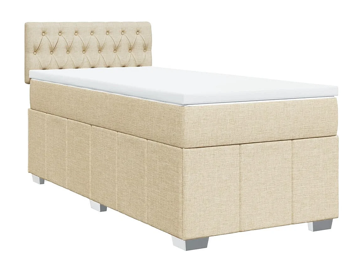 Sommier à lattes de lit avec matelas Crème 90x200 cm Tissu