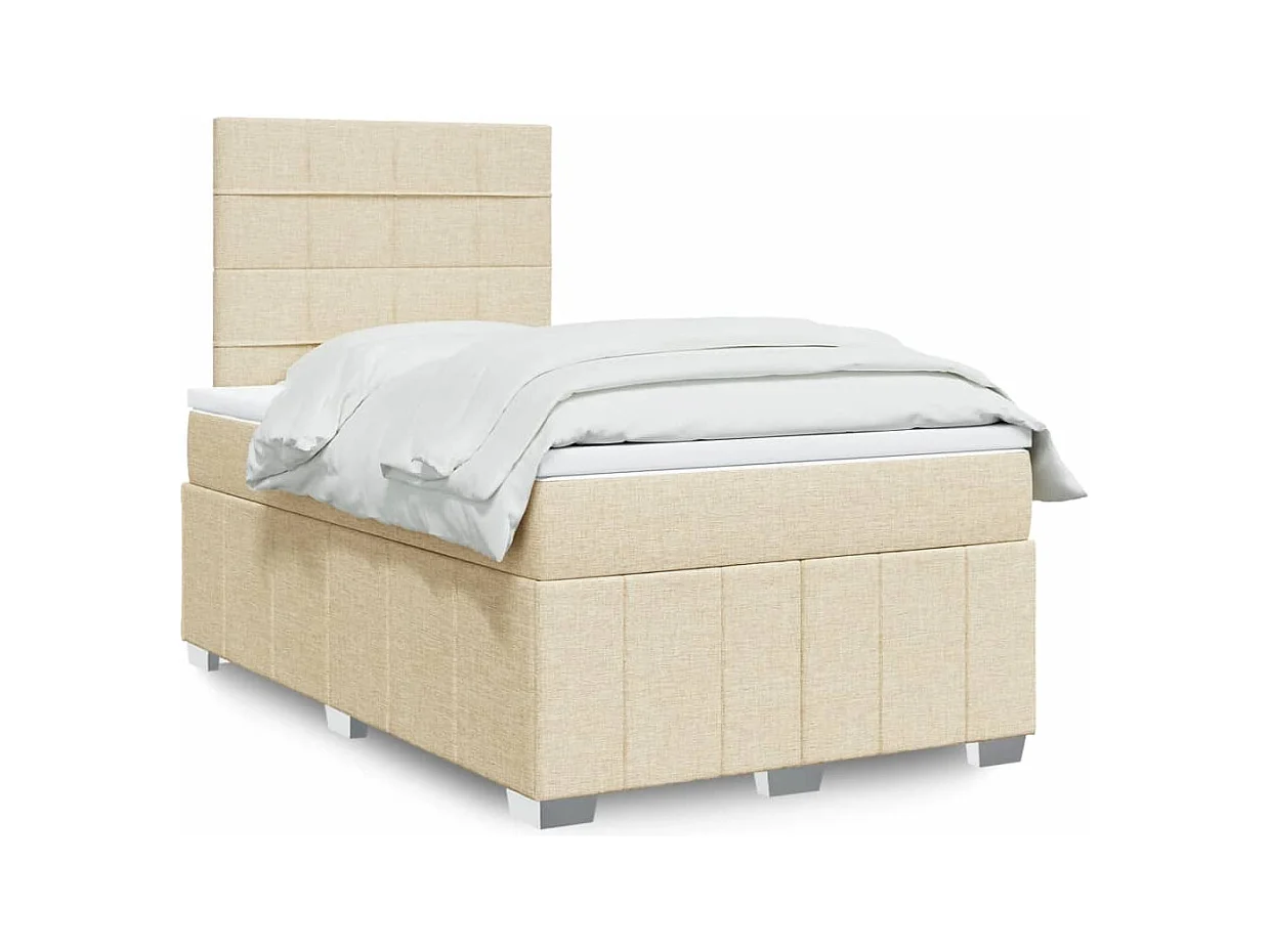 Cama com molas/colchão 120x200 cm tecido cor creme