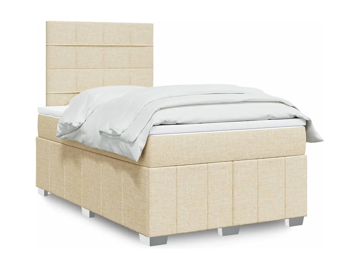 Cama com molas/colchão 120x200 cm tecido cor creme