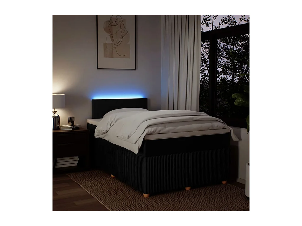 Sommier à lattes de lit avec matelas Noir 120x200 cm Tissu