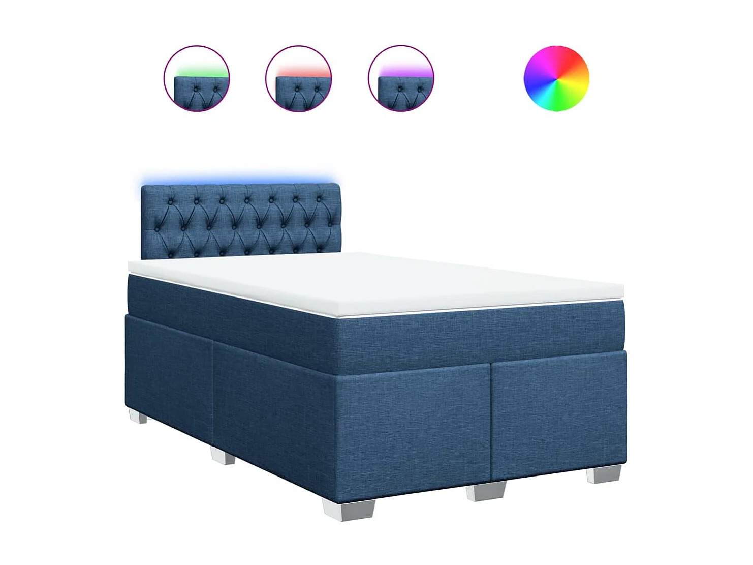 Cama boxspring com colchão 120x190 cm tecido azul