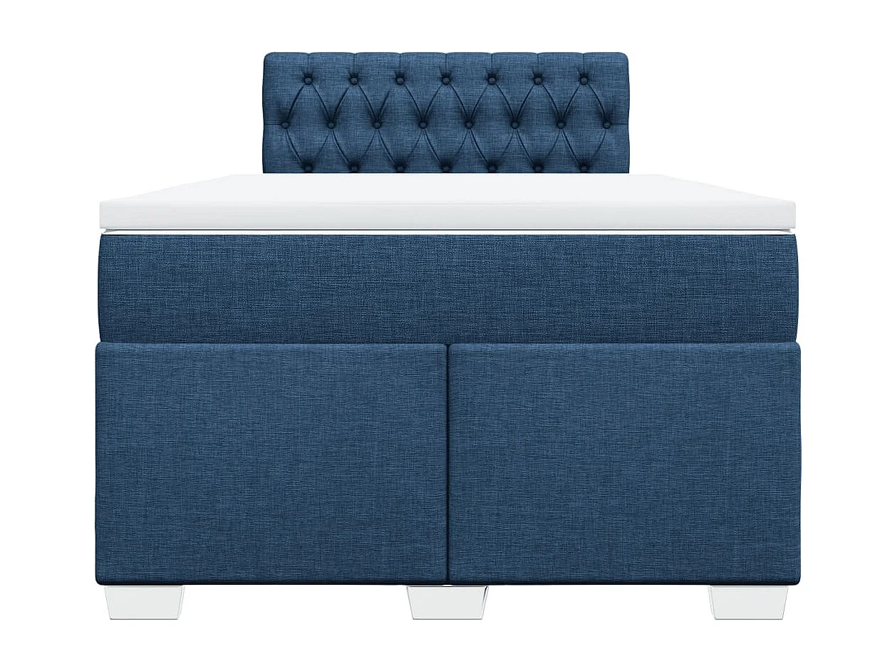 Cama boxspring com colchão 120x190 cm tecido azul