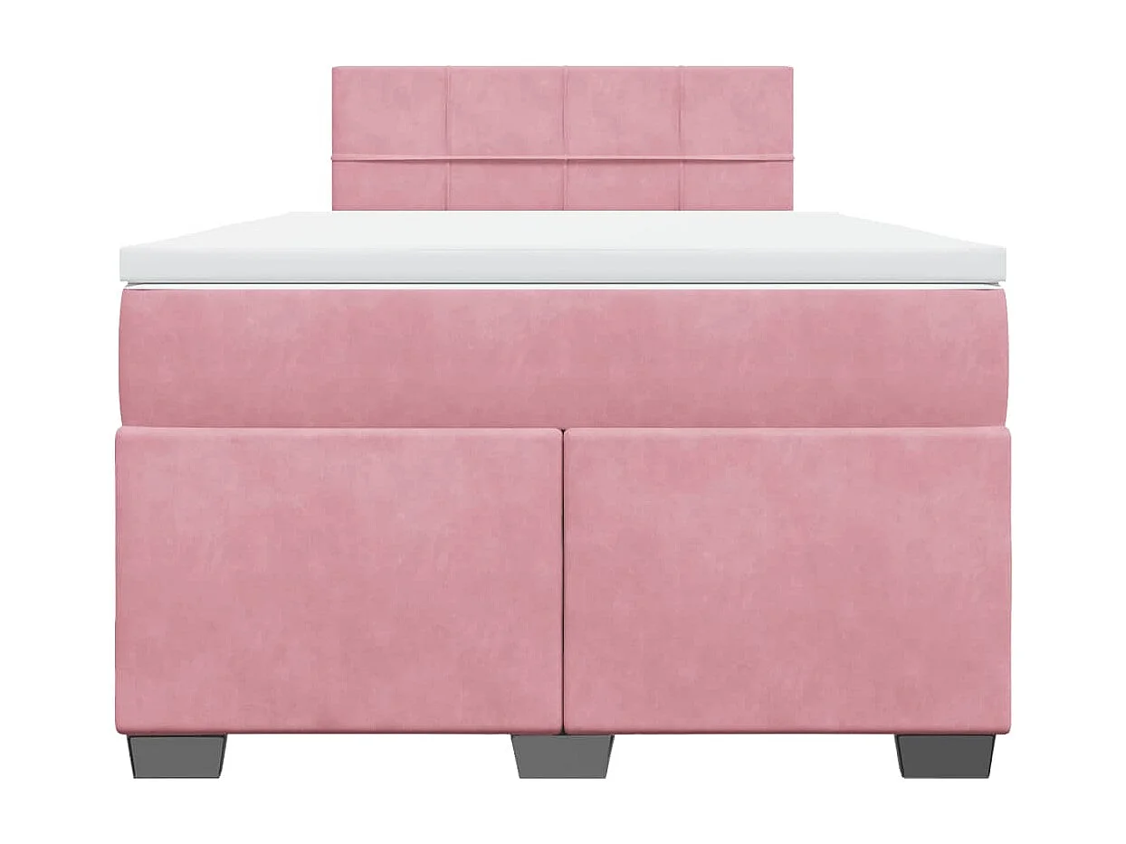 Cama box spring con colchón terciopelo rosa 120x190 cm