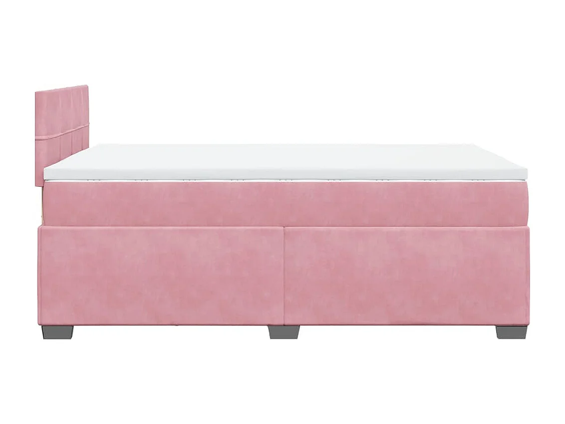 Sommier à lattes de lit avec matelas rose 120x190 cm velours