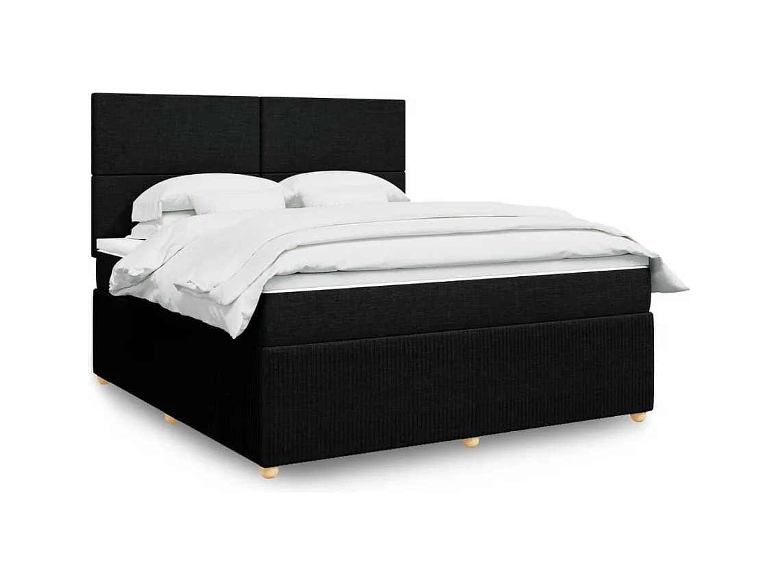 Sommier à lattes de lit avec matelas Noir 180x200 cm Tissu