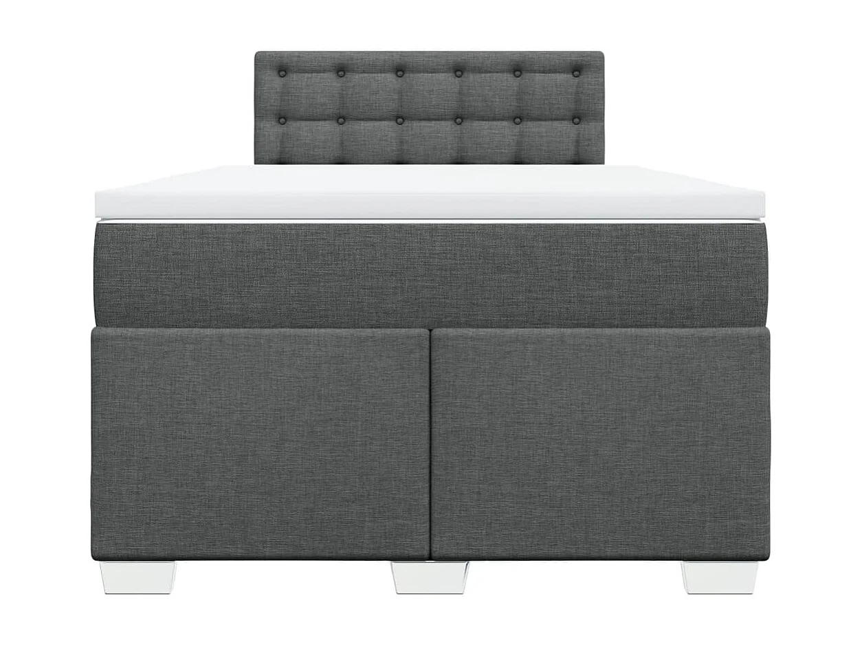 Cama box spring con colchón tela gris oscuro 120x190 cm