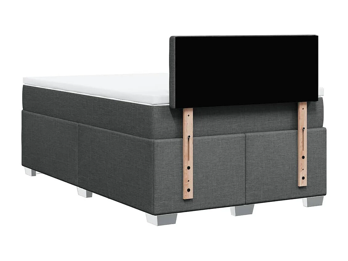 Cama box spring con colchón tela gris oscuro 120x190 cm
