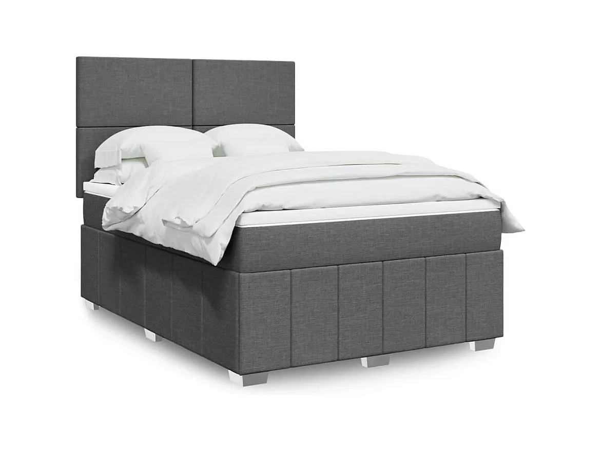 Cama box spring con colchón tela gris oscuro 160x200 cm
