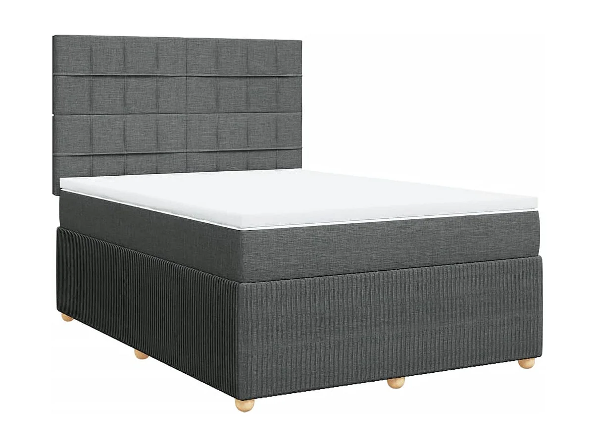 Boxspring met matras stof donkergrijs 140x190 cm