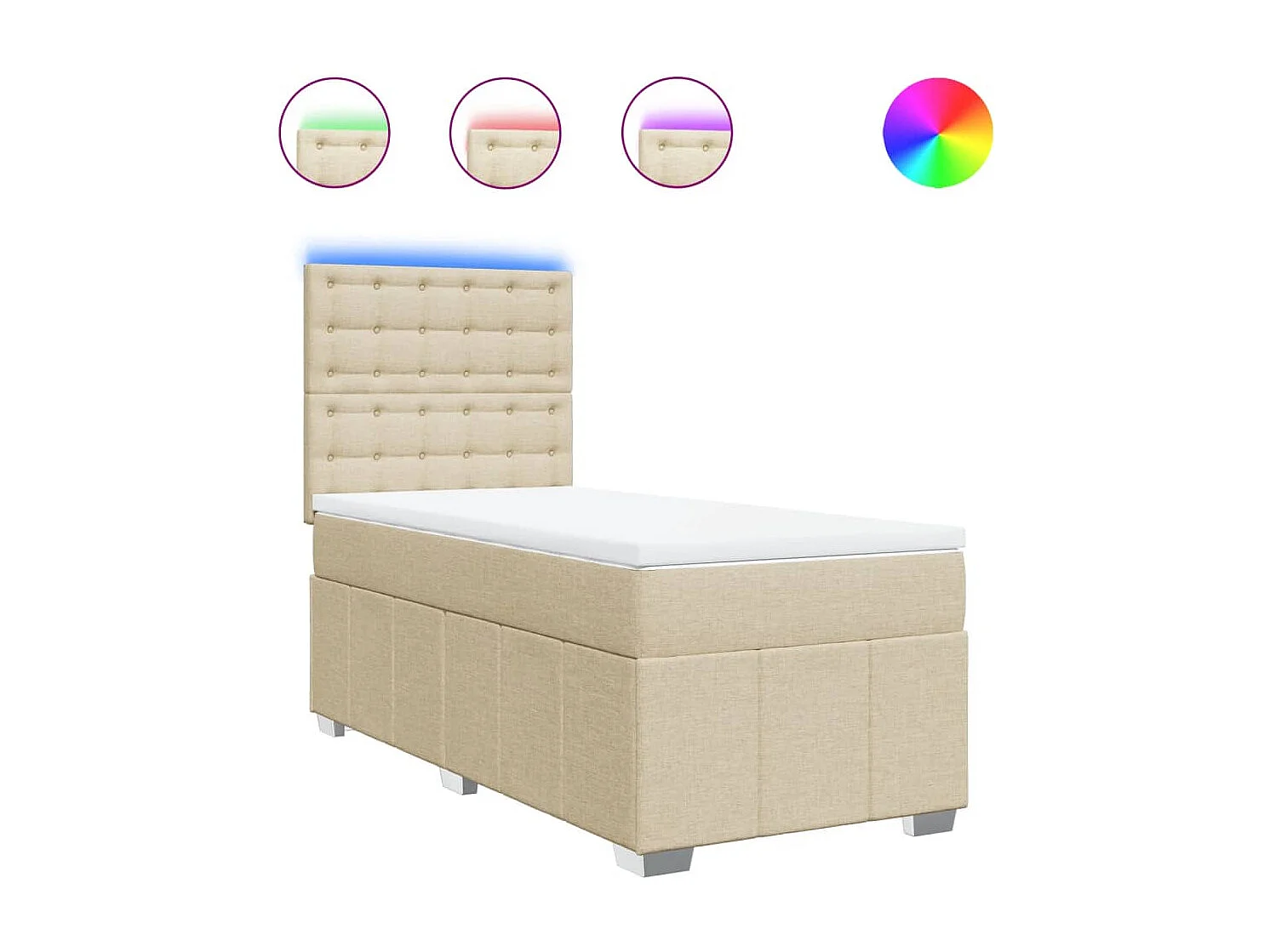 Sommier à lattes de lit avec matelas Crème 90x200 cm Tissu