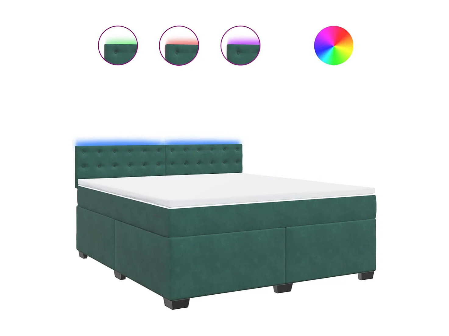 Cama com molas/colchão 180x200 cm veludo verde-escuro