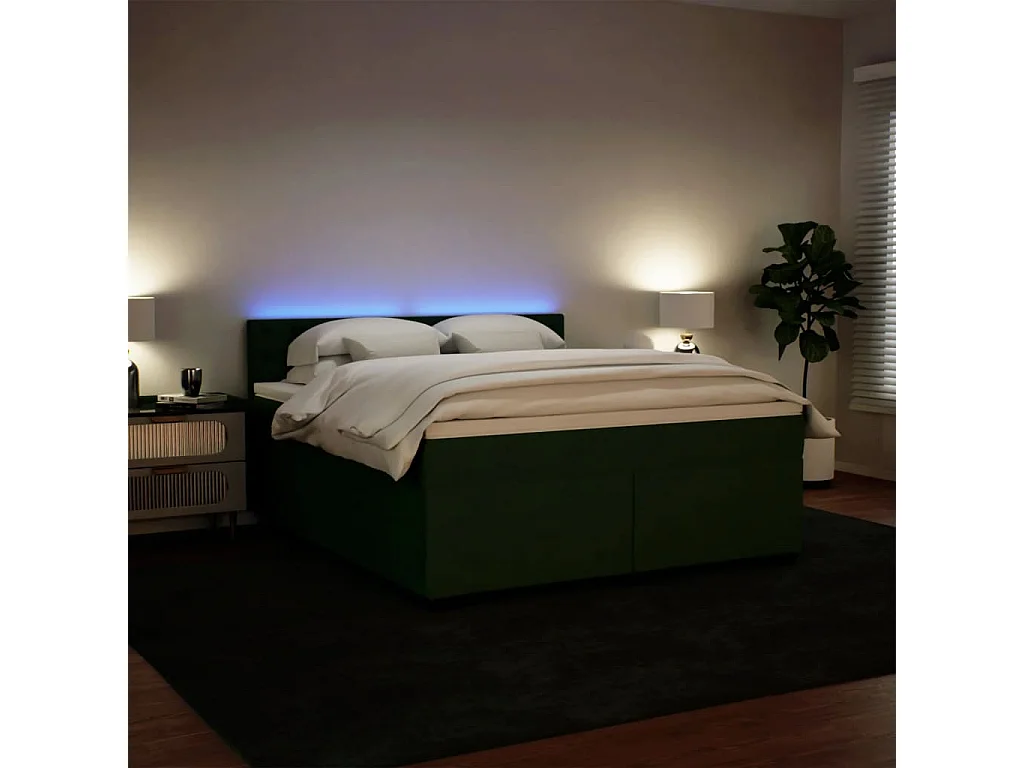 Cama com molas/colchão 180x200 cm veludo verde-escuro