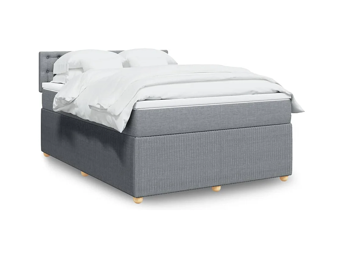 Cama com molas/colchão 140x190 cm tecido cinzento-claro