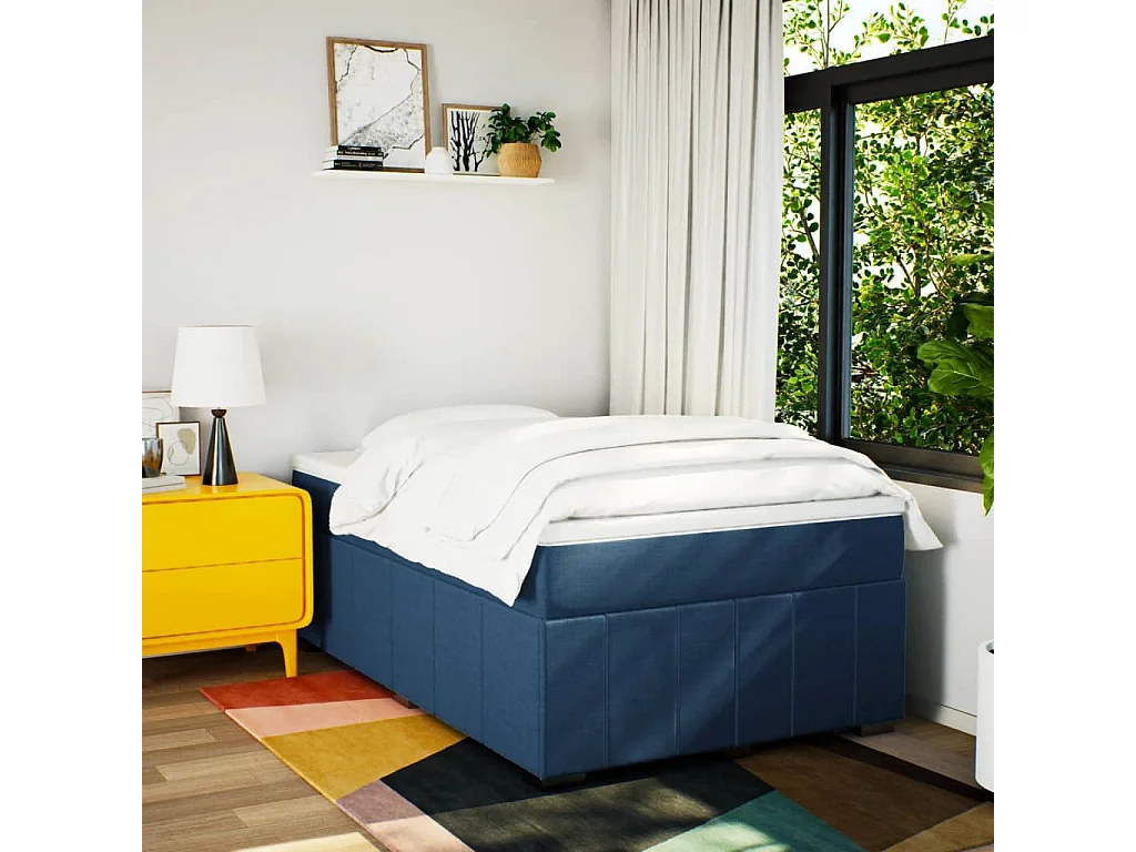 Boxspring met matras stof blauw 120x190 cm