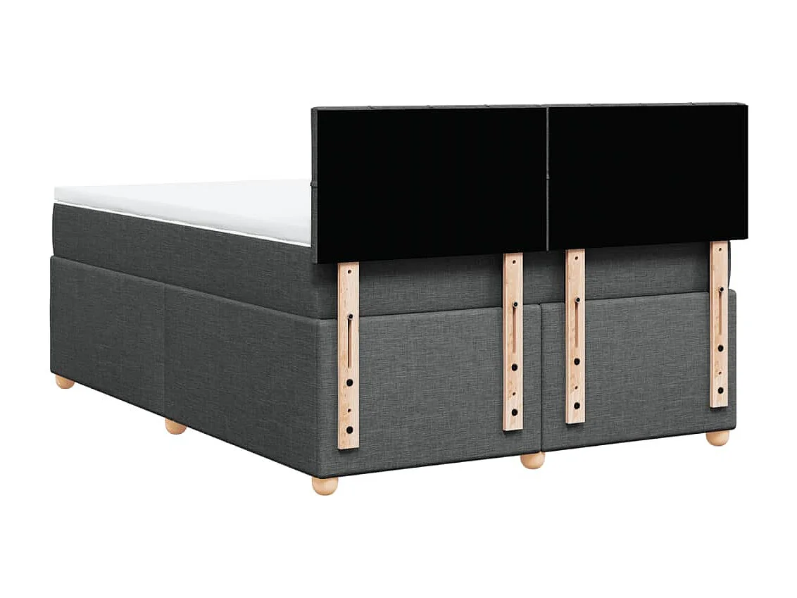Cama box spring con colchón tela gris oscuro 140x200 cm