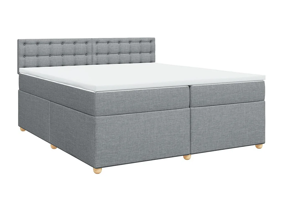 Cama box spring con colchón tela gris claro 200x200 cm