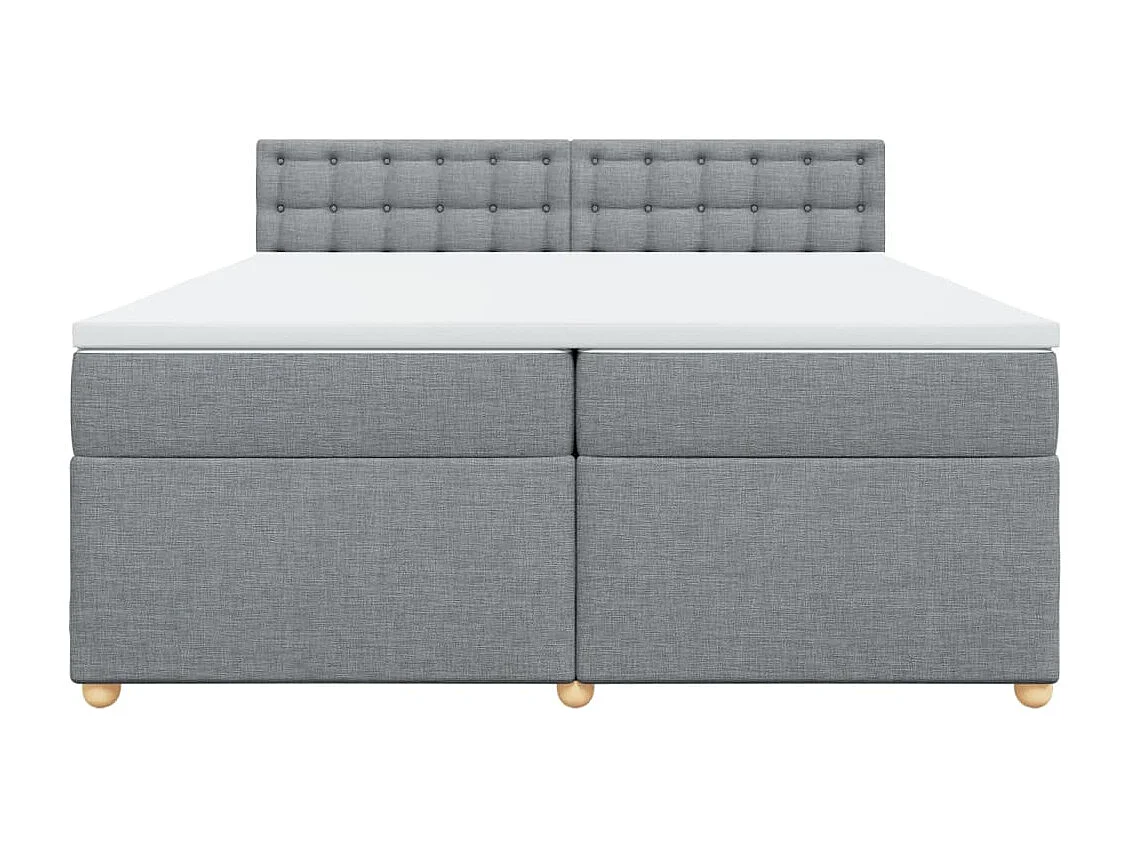 Cama box spring con colchón tela gris claro 200x200 cm