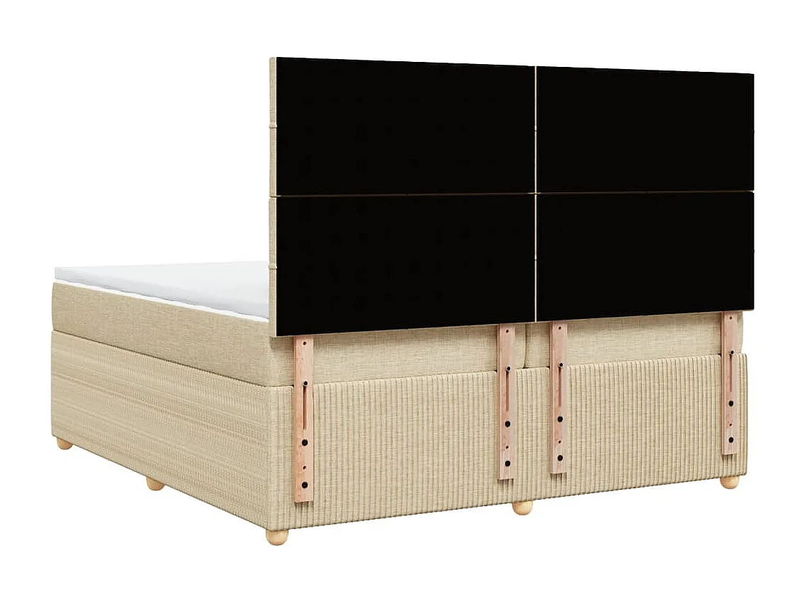 Sommier à lattes de lit avec matelas Crème 200x200 cm Tissu