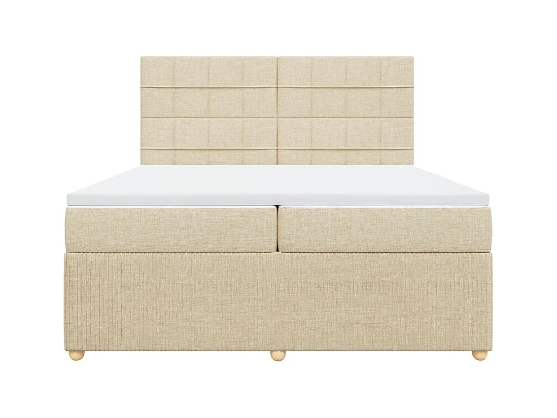 Cama box spring con colchón tela color crema 200x200 cm