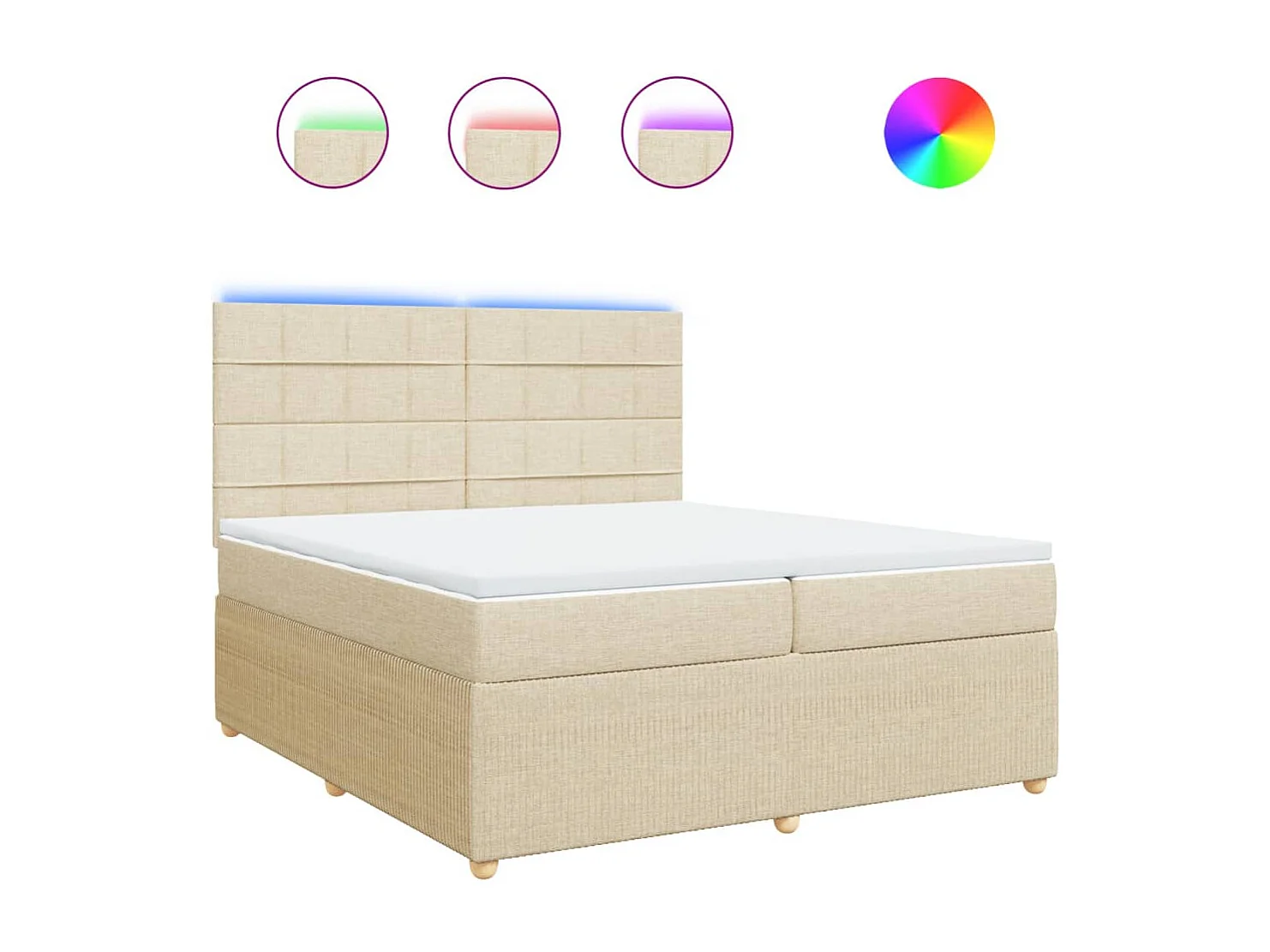 Sommier à lattes de lit avec matelas Crème 200x200 cm Tissu