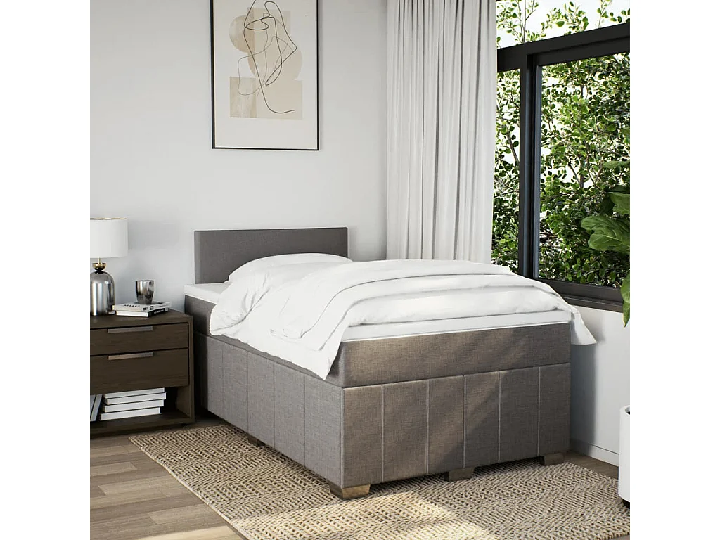 Sommier à lattes de lit avec matelas taupe 120x190 cm tissu