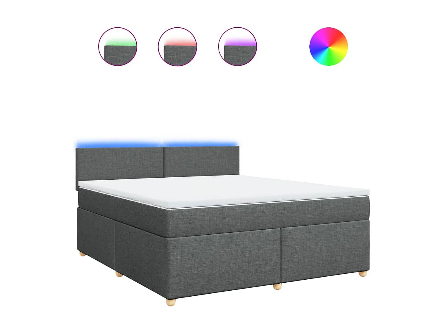 Sommier à lattes de lit avec matelas Gris foncé 180x200cm Tissu