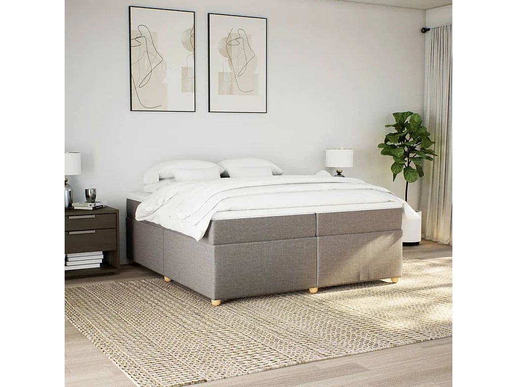 Sommier à lattes de lit avec matelas Taupe 200x200 cm Tissu