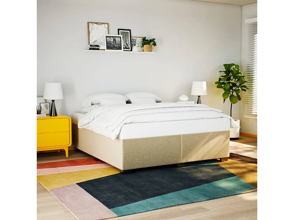 Cama com molas/colchão 180x200 cm tecido cor creme