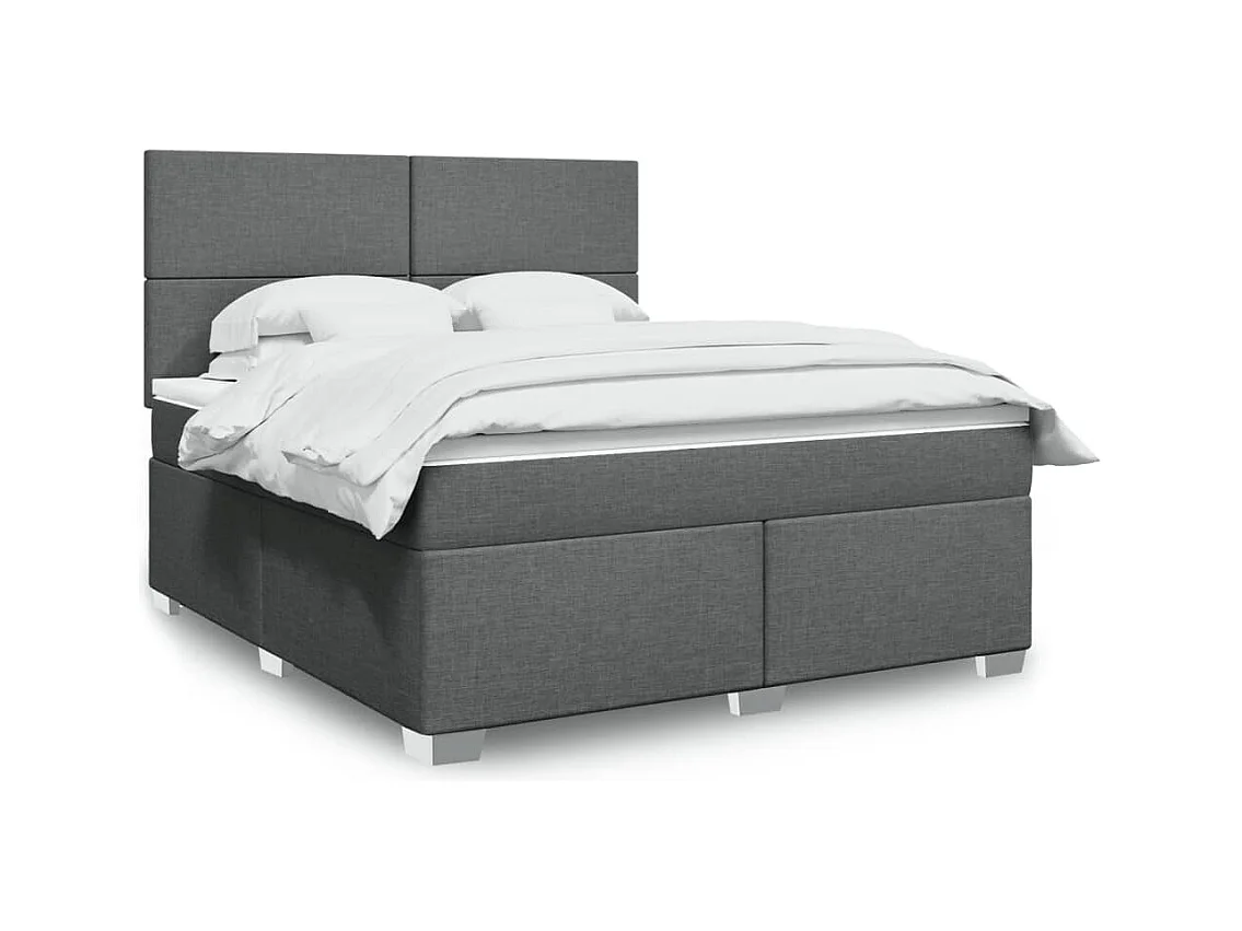 Sommier à lattes de lit avec matelas Gris foncé 180x200cm Tissu